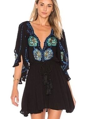 Free People Cora Embroidered Mini Dress